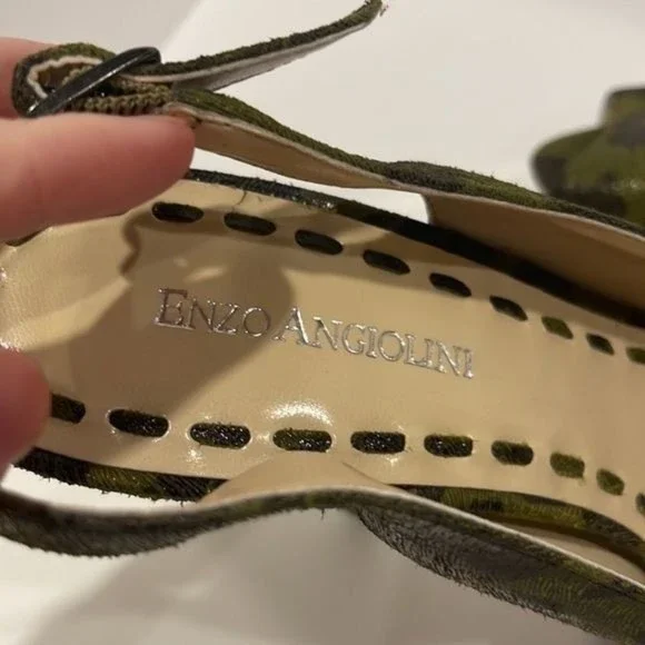 Enzo Angiolini Green And Black Leopard Print Platform Slingback Heels Size 7.5 - Picture 5 of 7